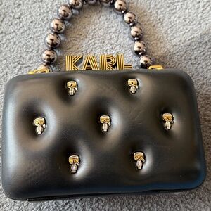 Karl Lagerfeld Icon Mini Bag – SOLD OUT– Black with Studded Karl Heads WORN ONCE
